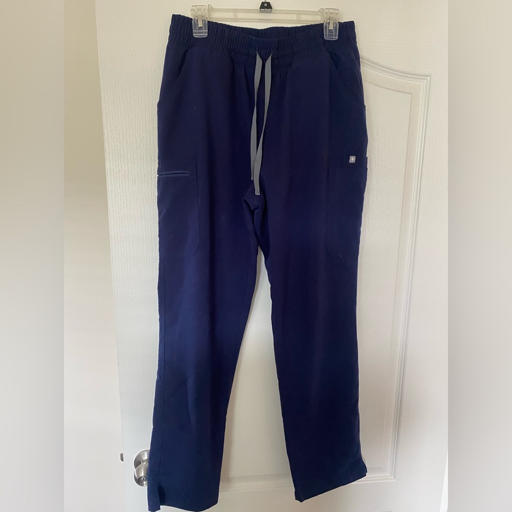FIGS - HIGH WAISTED RUCHED WAISTBAND Yola Skinny Scrub Pants - Navy